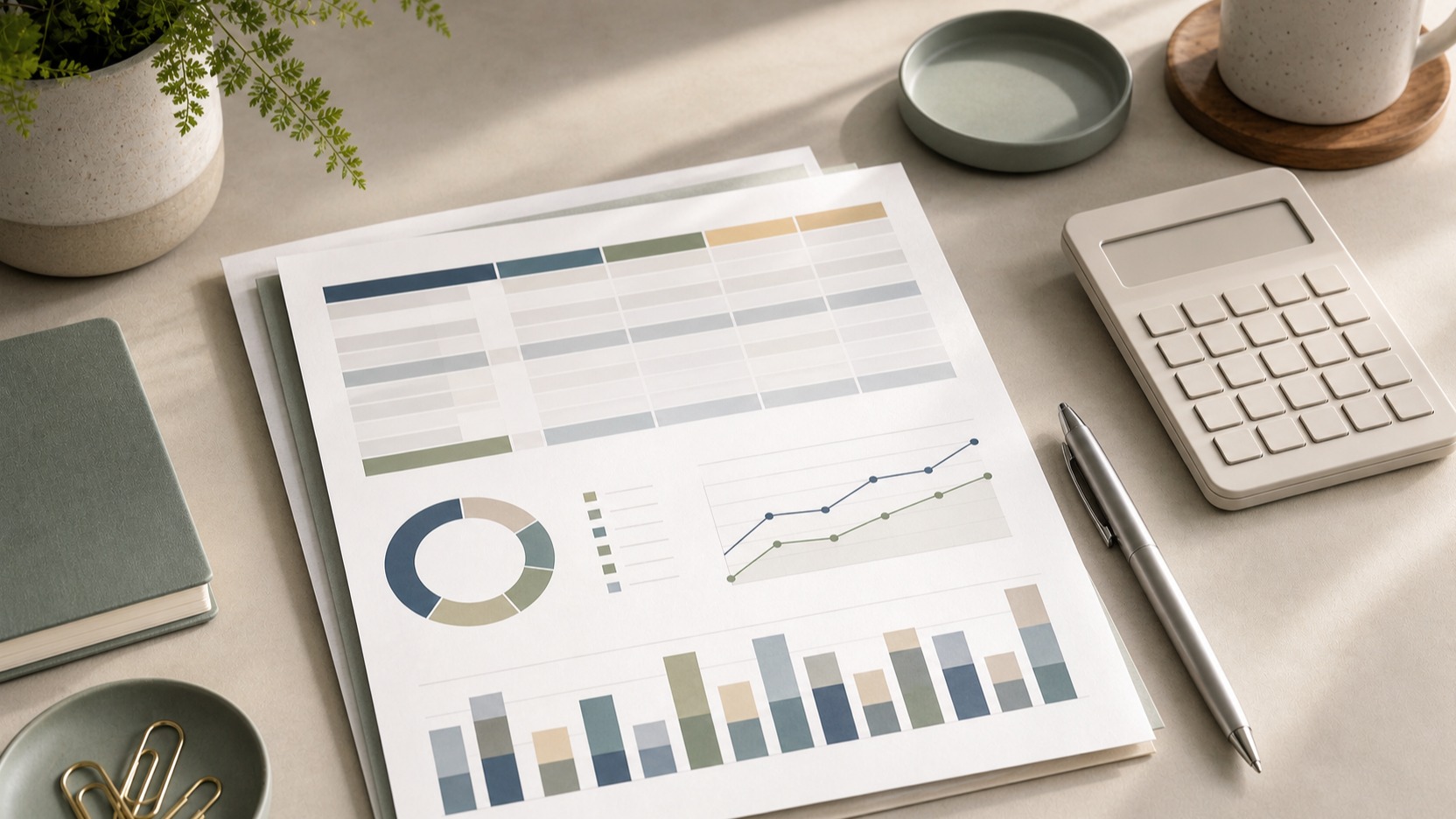 Desk view of an ISA platform fee comparison worksheet